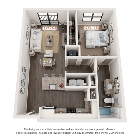 1 bed 1 bath A at The Augustan, Augusta, GA